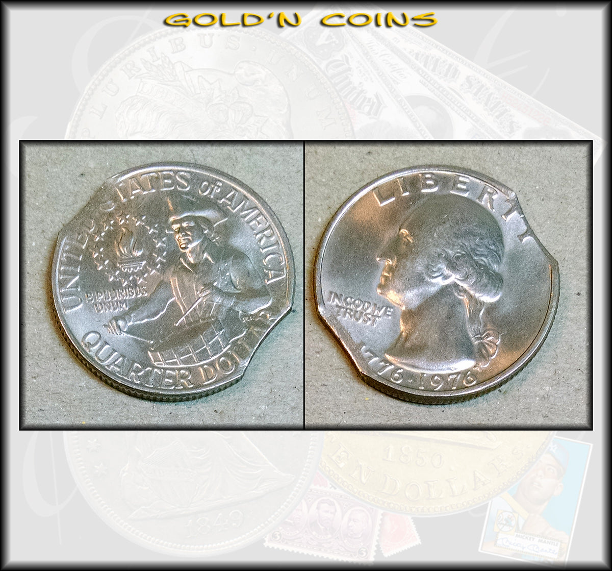 1976 Uncirculated Bicentennial Quarter Double Clip Error – Gold'n