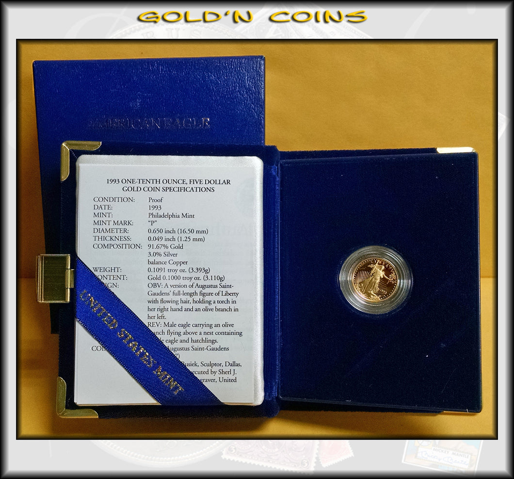 1993 Tenth Ounce Proof Gold American Eagle Original Government Packaging