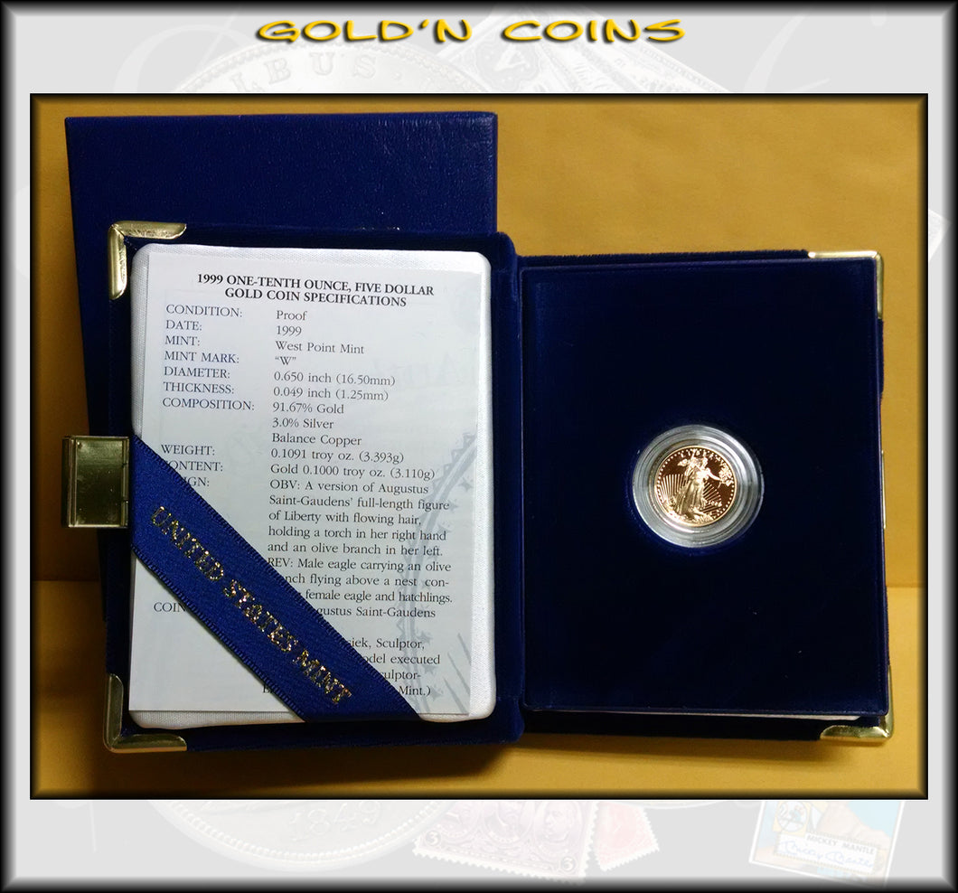 1999 Tenth Ounce Proof Gold American Eagle Original Government Packaging