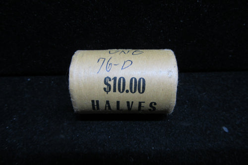 1976-D KENNEDY HALF DOLLARS BANK WRAPPED ROLL OF TWENTY COINS