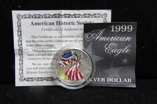 1999 1 OUNCE SILVER EAGLE - COLORIZED OBVERSE